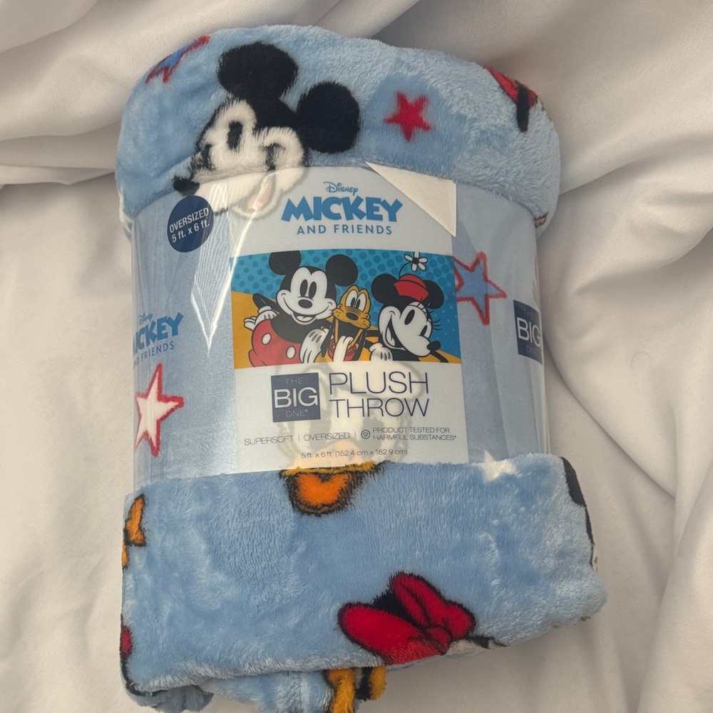 Disney Mickey and Friends Blue Plush Throw